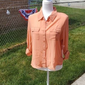 apricot buttondown blouse sz L Active Usa